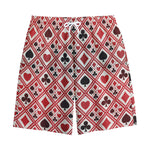 Playing Card Suits Plaid Pattern Print Cotton Shorts