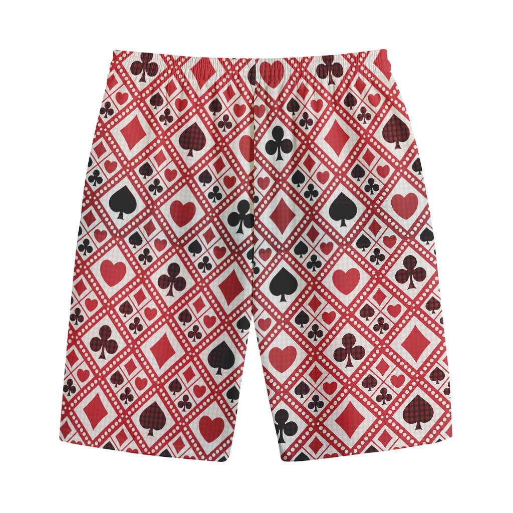 Playing Card Suits Plaid Pattern Print Cotton Shorts