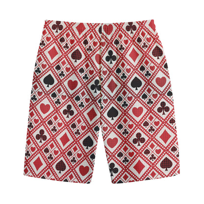 Playing Card Suits Plaid Pattern Print Cotton Shorts