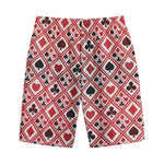 Playing Card Suits Plaid Pattern Print Cotton Shorts