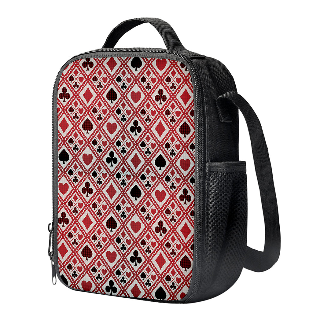 Playing Card Suits Plaid Pattern Print Crossbody Lunch Bag