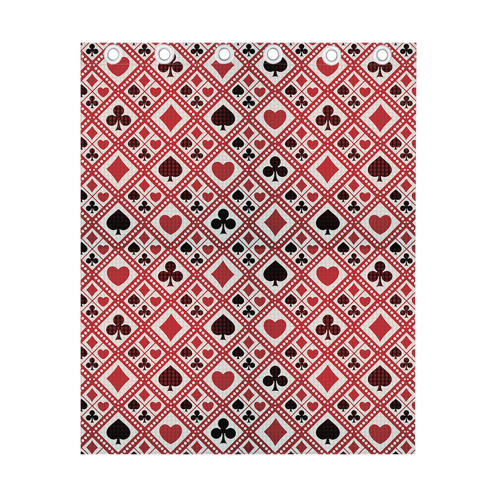 Playing Card Suits Plaid Pattern Print Curtain