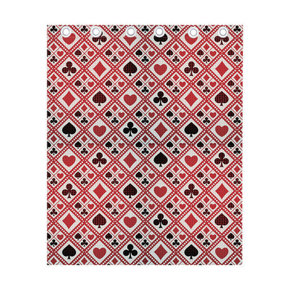 Playing Card Suits Plaid Pattern Print Curtain