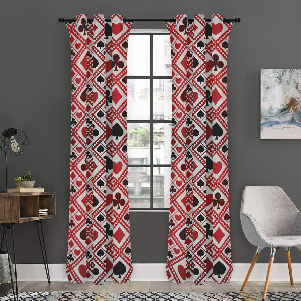 Playing Card Suits Plaid Pattern Print Curtain