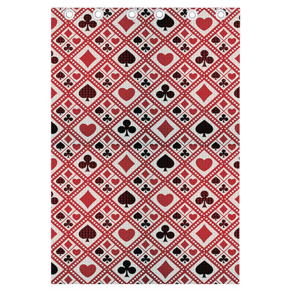Playing Card Suits Plaid Pattern Print Curtain