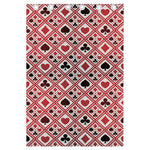 Playing Card Suits Plaid Pattern Print Curtain