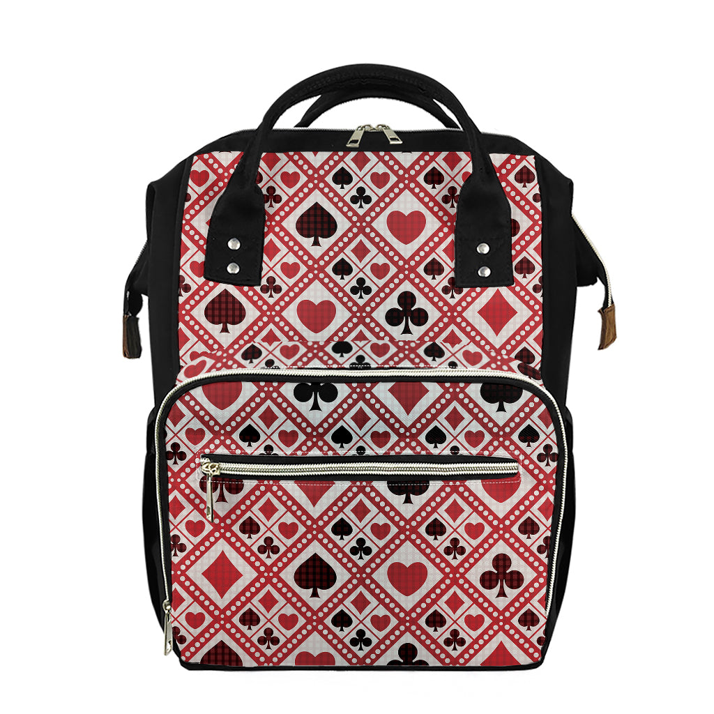 Playing Card Suits Plaid Pattern Print Diaper Bag