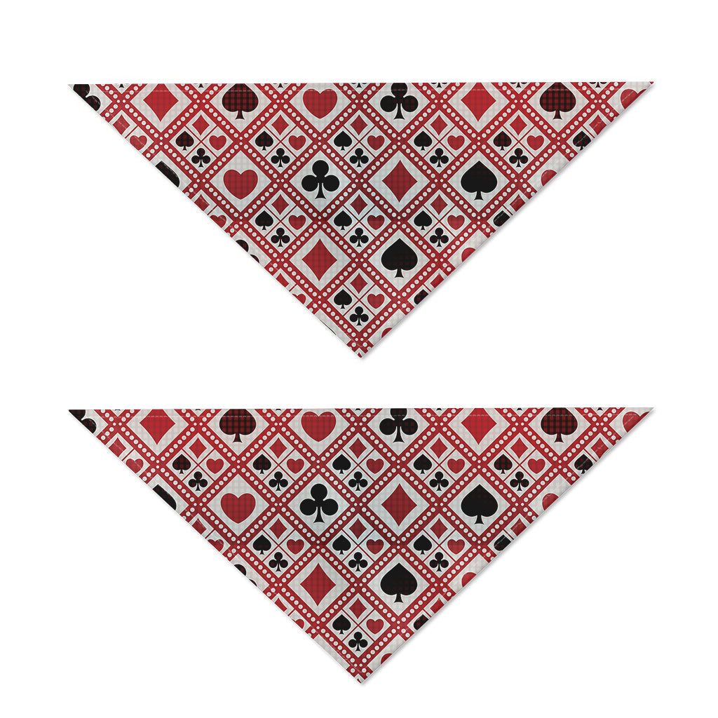 Playing Card Suits Plaid Pattern Print Dog Bandana