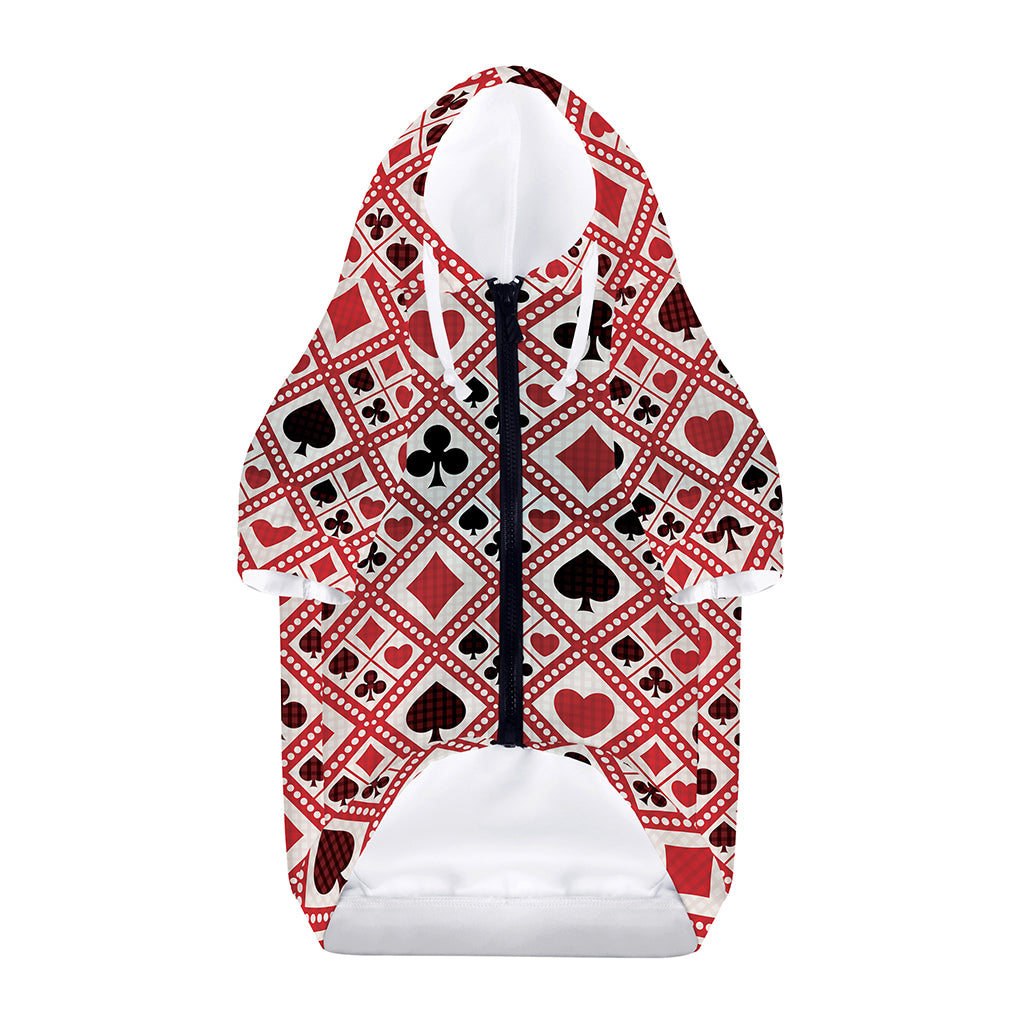 Playing Card Suits Plaid Pattern Print Dog Zip Up Hoodie