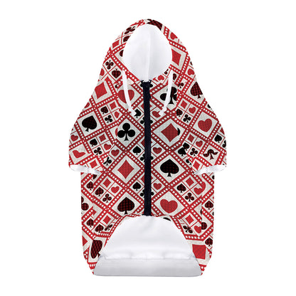 Playing Card Suits Plaid Pattern Print Dog Zip Up Hoodie