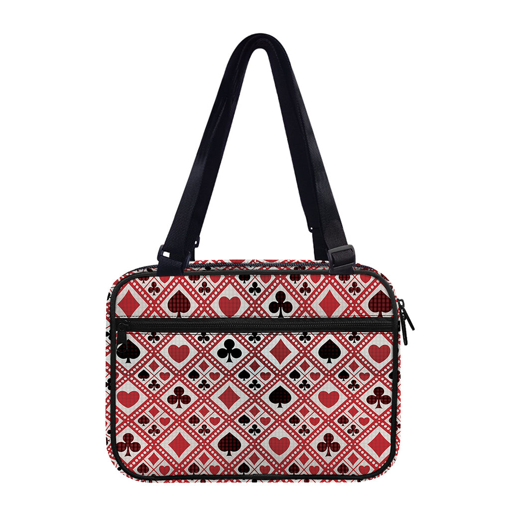 Playing Card Suits Plaid Pattern Print Double Strap Bible Bag