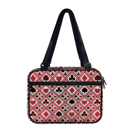 Playing Card Suits Plaid Pattern Print Double Strap Bible Bag