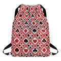 Playing Card Suits Plaid Pattern Print Drawstring Backpack
