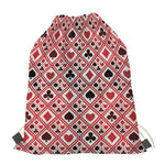 Playing Card Suits Plaid Pattern Print Drawstring Bag