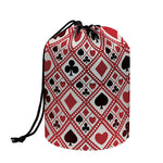 Playing Card Suits Plaid Pattern Print Drawstring Makeup Bag