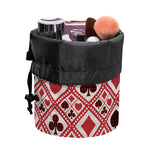 Playing Card Suits Plaid Pattern Print Drawstring Makeup Bag