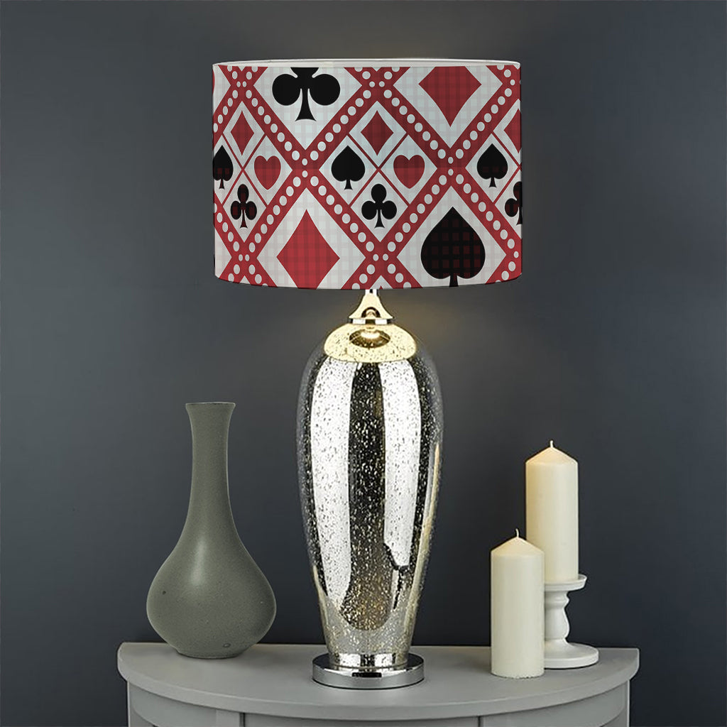 Playing Card Suits Plaid Pattern Print Drum Lamp Shade