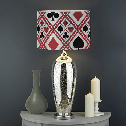Playing Card Suits Plaid Pattern Print Drum Lamp Shade