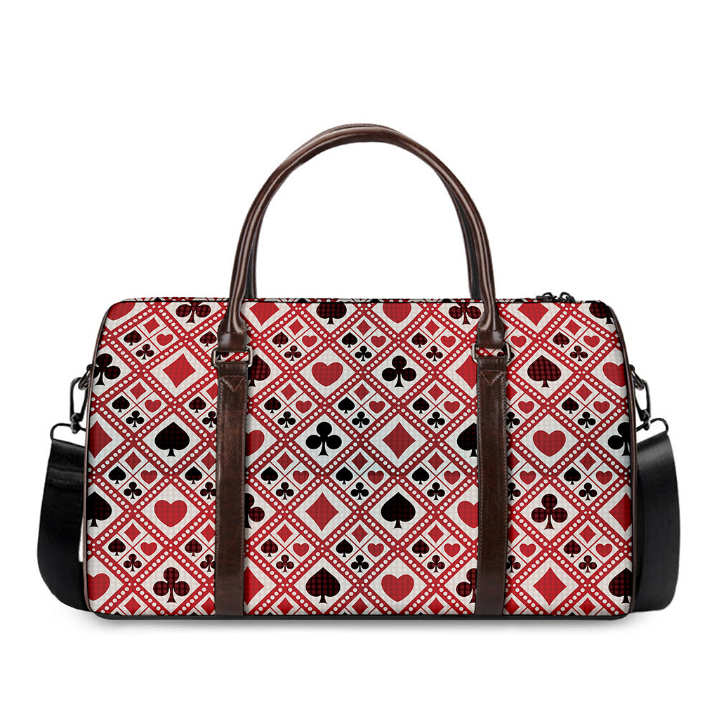 Playing Card Suits Plaid Pattern Print Duffle Bag
