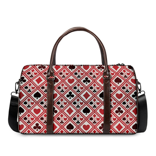 Playing Card Suits Plaid Pattern Print Duffle Bag