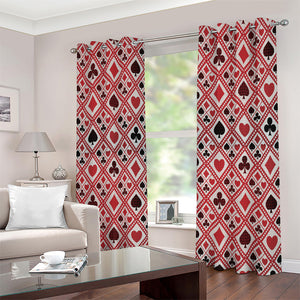 Playing Card Suits Plaid Pattern Print Extra Wide Grommet Curtains