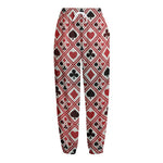Playing Card Suits Plaid Pattern Print Fleece Lined Knit Pants