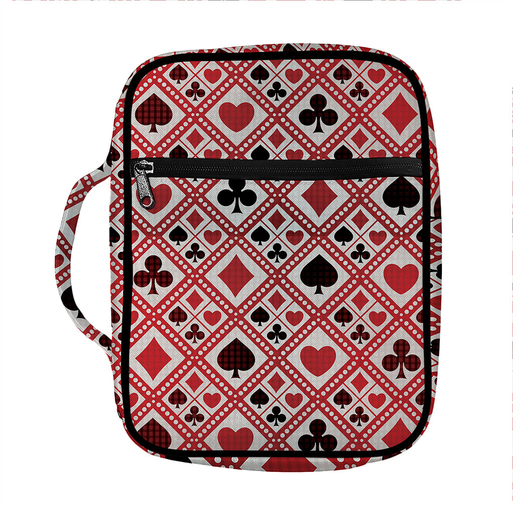 Playing Card Suits Plaid Pattern Print Front Pocket Bible Bag