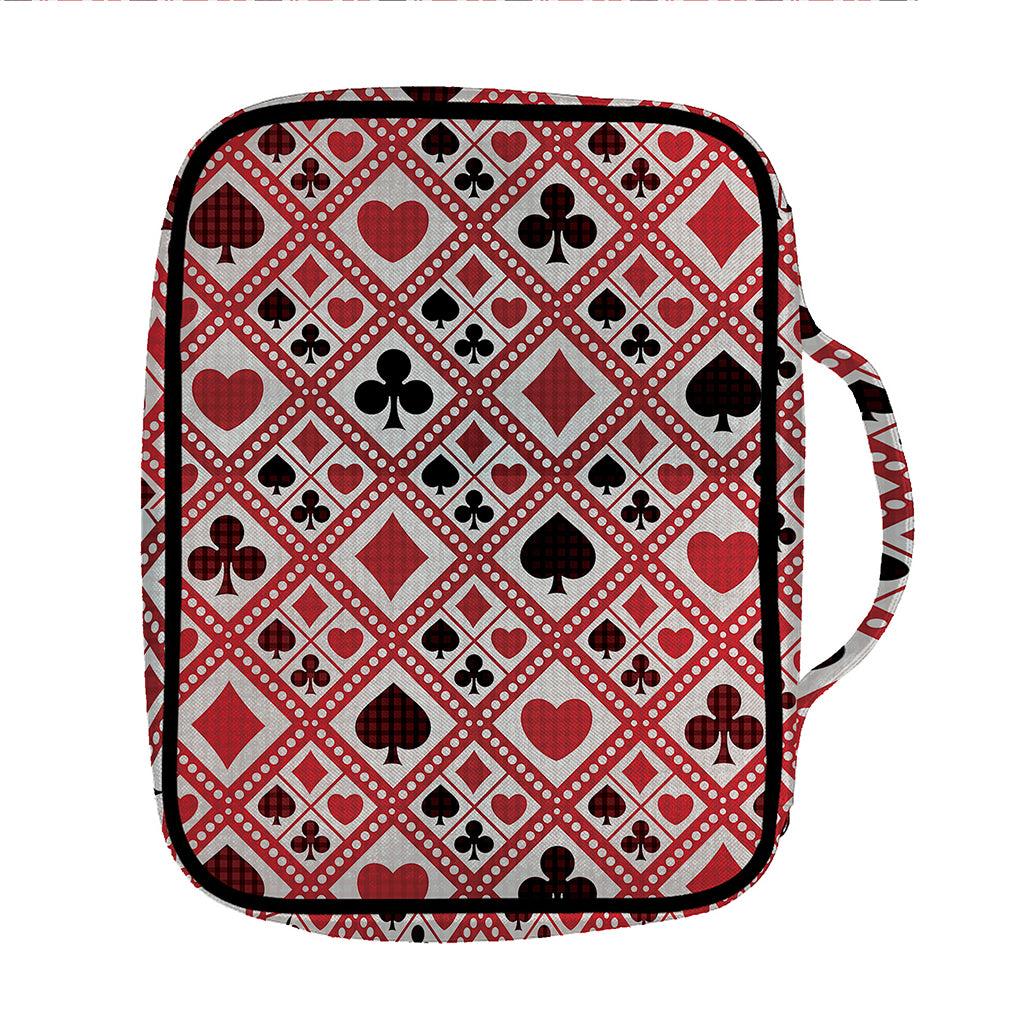 Playing Card Suits Plaid Pattern Print Front Pocket Bible Bag