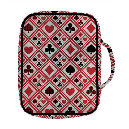 Playing Card Suits Plaid Pattern Print Front Pocket Bible Bag