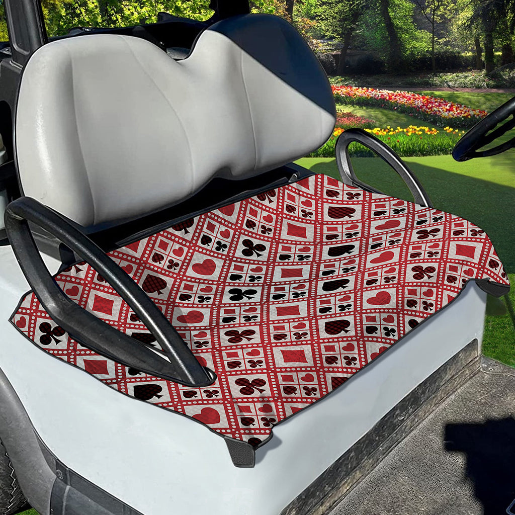 Playing Card Suits Plaid Pattern Print Golf Cart Seat Cover