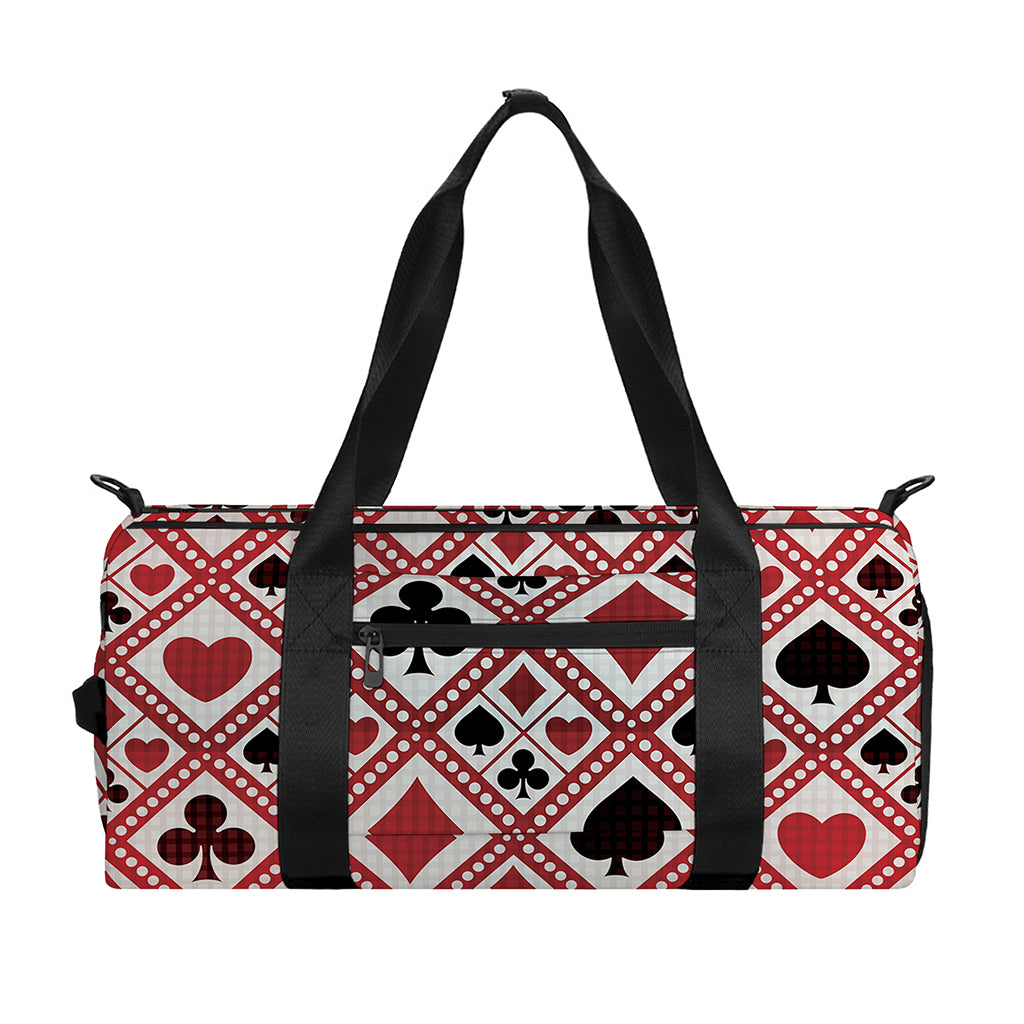 Playing Card Suits Plaid Pattern Print Gym Bag