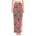 Playing Card Suits Plaid Pattern Print High Slit Maxi Skirt