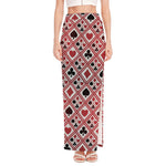 Playing Card Suits Plaid Pattern Print High Slit Maxi Skirt