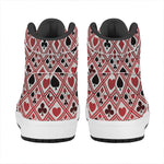 Playing Card Suits Plaid Pattern Print High Top Leather Sneakers