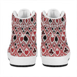 Playing Card Suits Plaid Pattern Print High Top Leather Sneakers