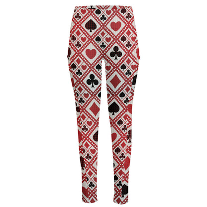 Playing Card Suits Plaid Pattern Print High-Waisted Pocket Leggings