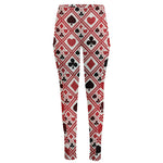 Playing Card Suits Plaid Pattern Print High-Waisted Pocket Leggings