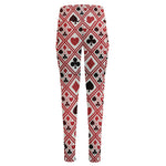Playing Card Suits Plaid Pattern Print High-Waisted Pocket Leggings