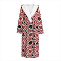 Playing Card Suits Plaid Pattern Print Hooded Bathrobe