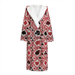 Playing Card Suits Plaid Pattern Print Hooded Bathrobe