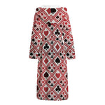 Playing Card Suits Plaid Pattern Print Hooded Bathrobe