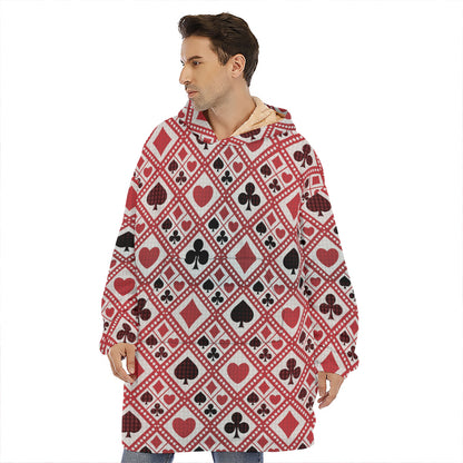 Playing Card Suits Plaid Pattern Print Hoodie Blanket