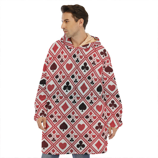 Playing Card Suits Plaid Pattern Print Hoodie Blanket