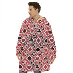 Playing Card Suits Plaid Pattern Print Hoodie Blanket