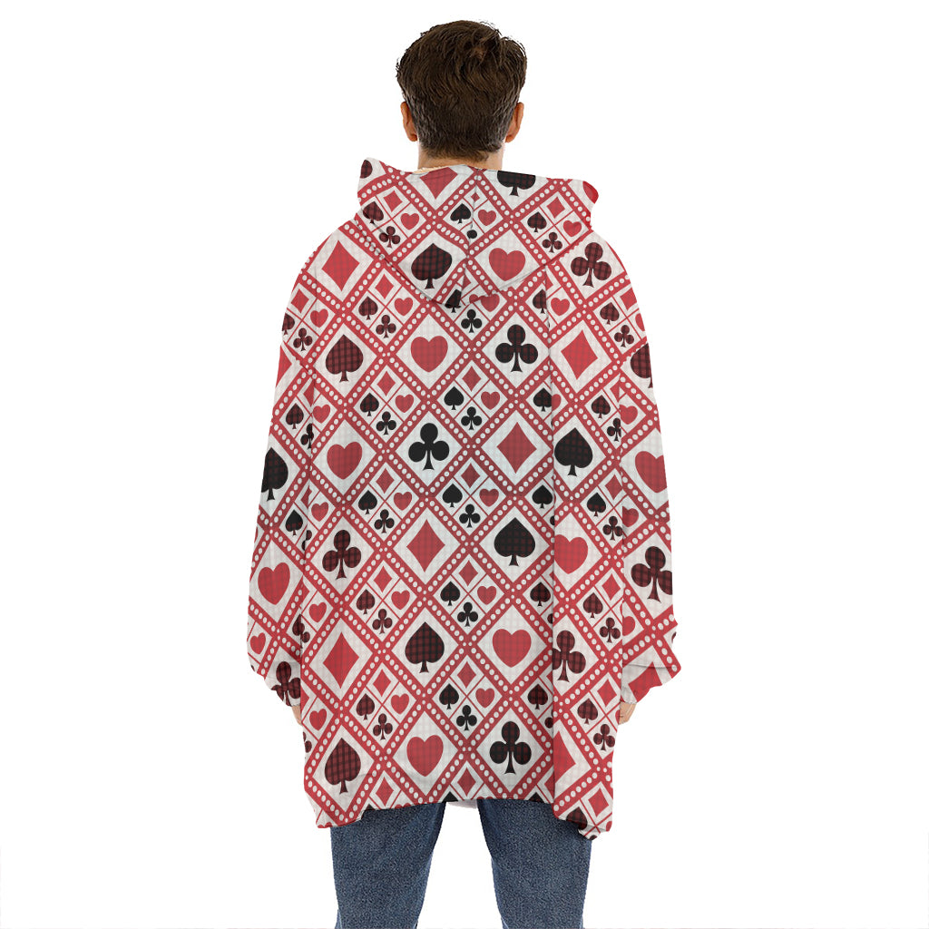 Playing Card Suits Plaid Pattern Print Hoodie Blanket