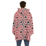Playing Card Suits Plaid Pattern Print Hoodie Blanket