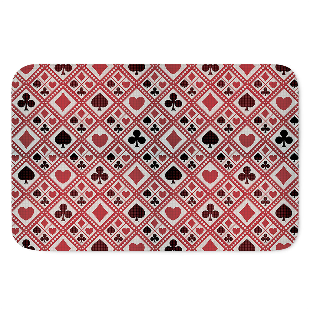 Playing Card Suits Plaid Pattern Print Indoor Door Mat