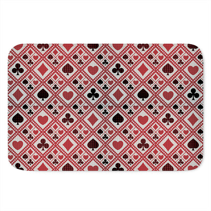 Playing Card Suits Plaid Pattern Print Indoor Door Mat