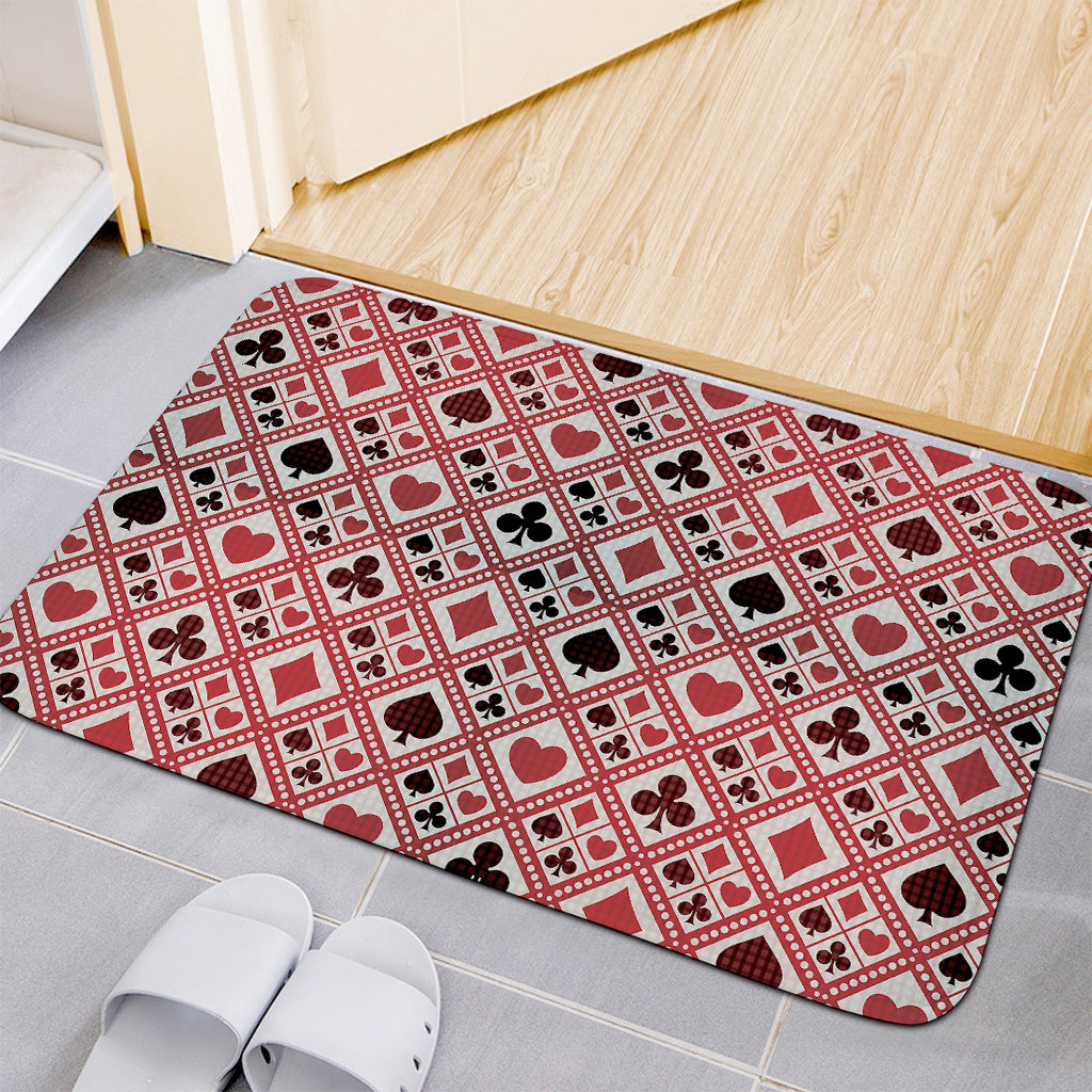 Playing Card Suits Plaid Pattern Print Indoor Door Mat