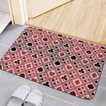 Playing Card Suits Plaid Pattern Print Indoor Door Mat